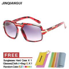 JINQIANGUI Sunglasses Men Square Plastic Frame Sun Glasses Black Color