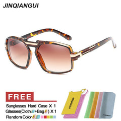 JINQIANGUI Sunglasses Men Square Plastic Frame Sun Glasses Black Color