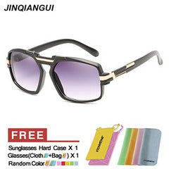 JINQIANGUI Sunglasses Men Square Plastic Frame Sun Glasses Black Color
