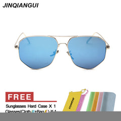 JINQIANGUI Sunglasses Men Pilot Titanium Frame Sun Glasses Black Color