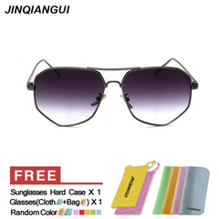 JINQIANGUI Sunglasses Men Pilot Titanium Frame Sun Glasses Black Color