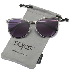 Womens Cat Eye Flash Mirrored Reflective Lenses Sunglasses SJ1052
