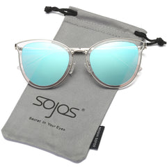 Womens Cat Eye Flash Mirrored Reflective Lenses Sunglasses SJ1052