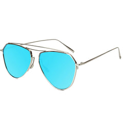 Aviator Flat Mirror Lenses Sunglasses Classic Metal Double Bridge Glasses SJ1040