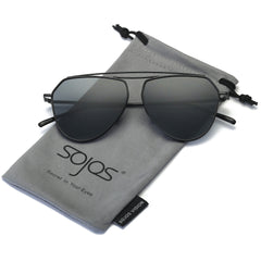 Aviator Flat Mirror Lenses Sunglasses Classic Metal Double Bridge Glasses SJ1040