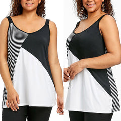 Fashion Women Plus Size Stripe Patchwork