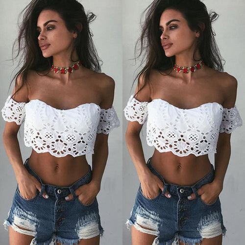 Women  Summer Lace Crop Tops